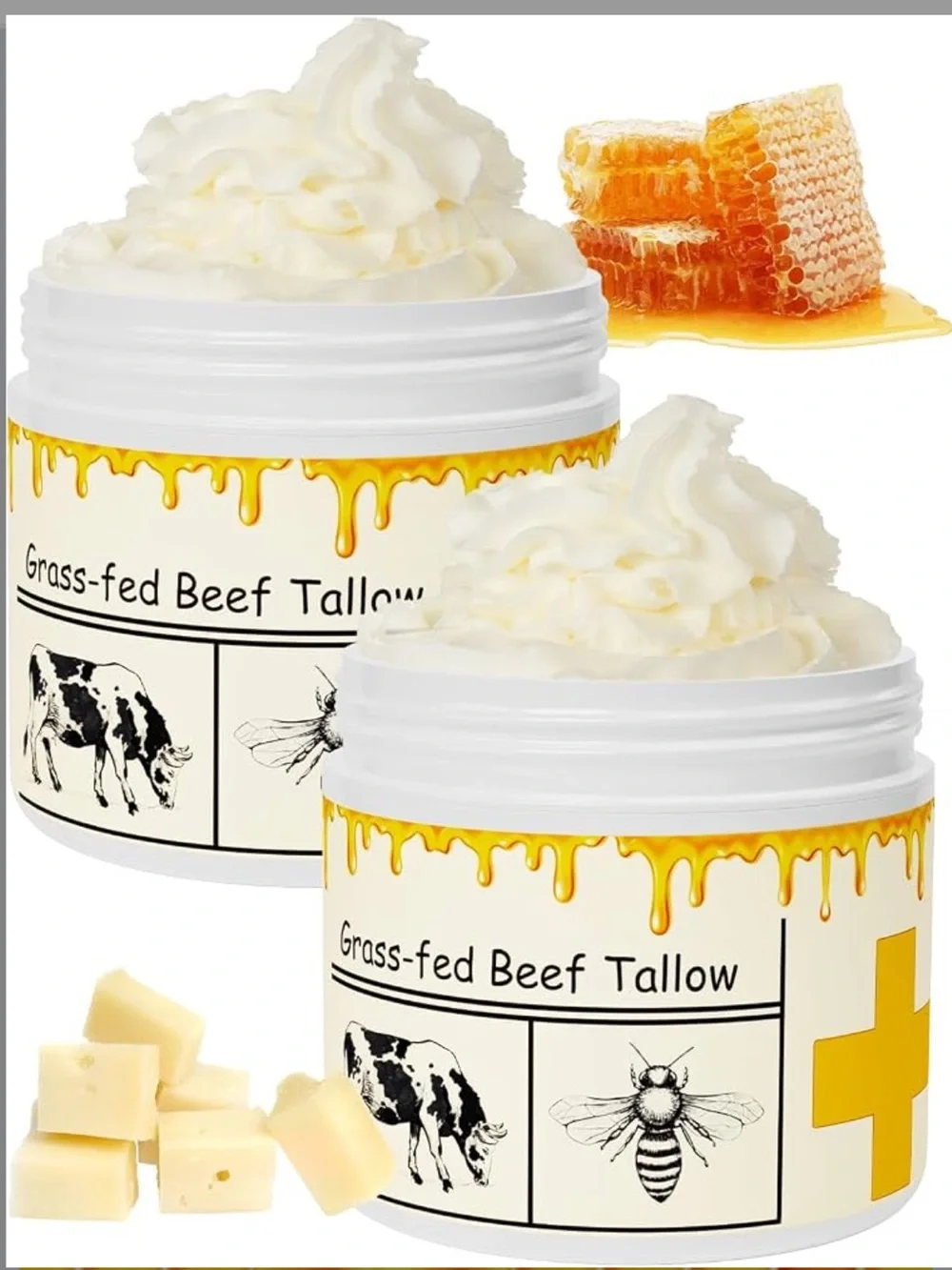 Amazon Whipped Tallow Cream Face + Body Unscented Face Moisturizer with Honey